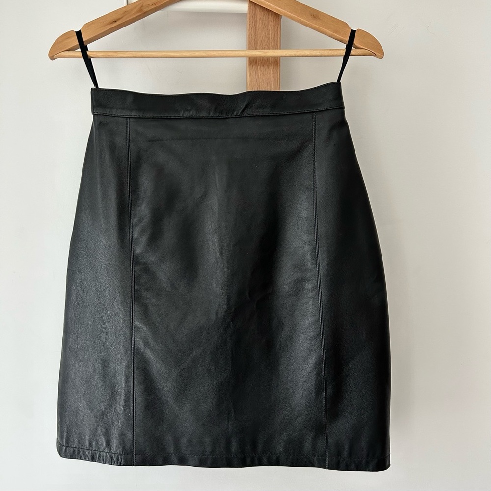 Classic Black Leather Skirt
